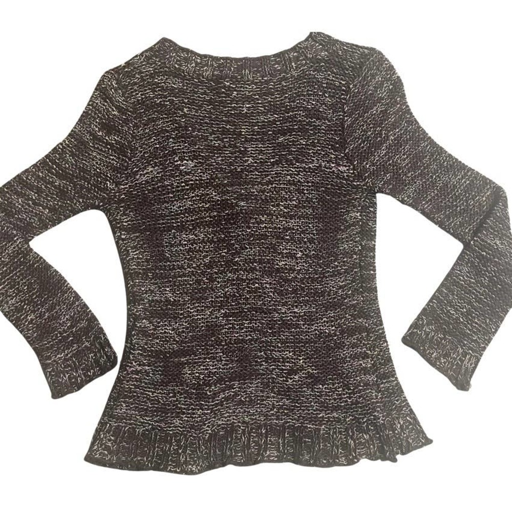 BCBGMAXAZRIA Cardigan Sweater Caitlin Brown Multi Colored Ruffled Edges Size MED - Picture 3 of 9